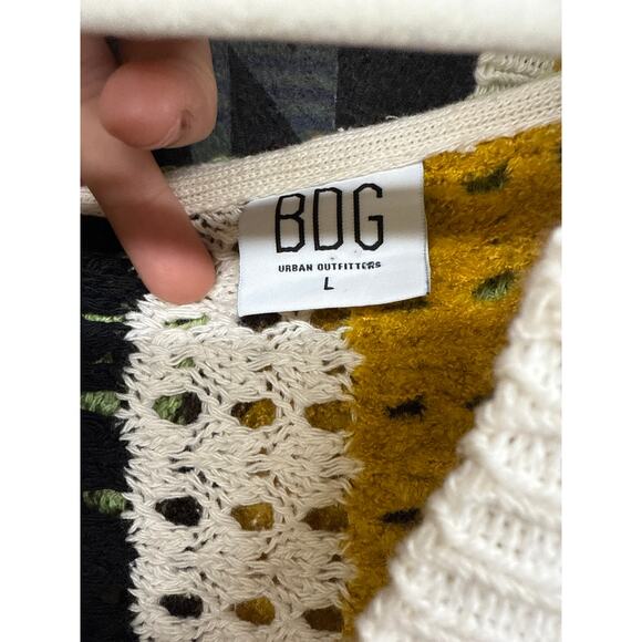 BDG Unisex UO Striped Knit Hoodie Sweatshirt Urban Outfitters Boho Hippie - Picture 3 of 8